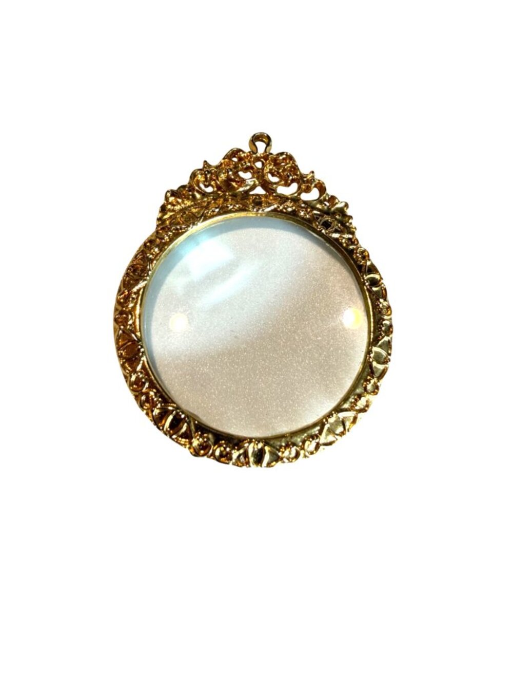 VTG Gold Handheld Magnifying Glass Pendant Ornate Frame Design Victorian Style - Picture 6 of 6